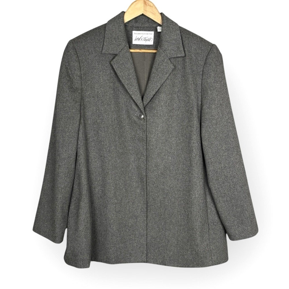 VTG Lord Taylor Gray Wool Cashmere Blazer Jacket‎ Womens 10 Career Quiet Luxury